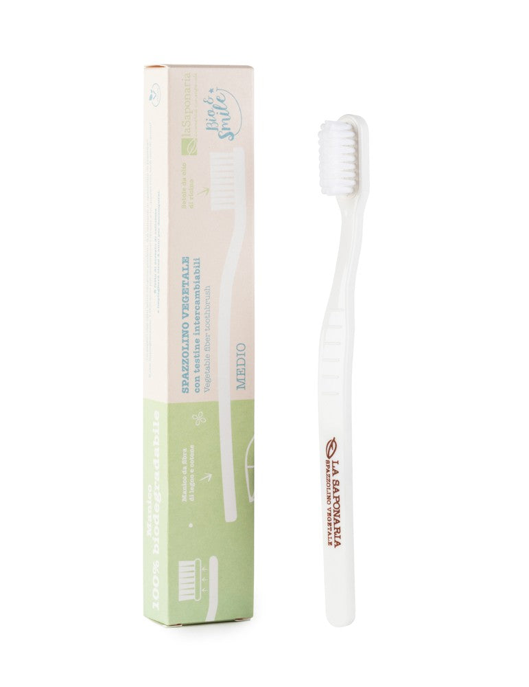 La Saponaria 植物纖維可換刷頭牙刷(中毛) Vegetable Fiber Interchangeable Toothbrush Medium bristles